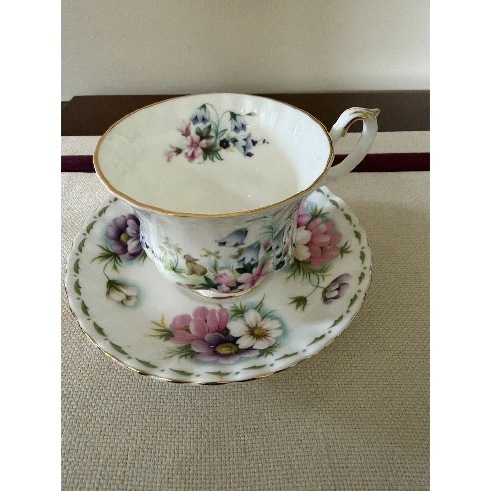 Vintage Royal Albert Honey Lane Cup w/ Royal Albert Cosmos Saucer